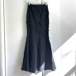 Dolls Kill Current Mood In Your City Mermaid Denim Black Maxi Skirt Size XXS